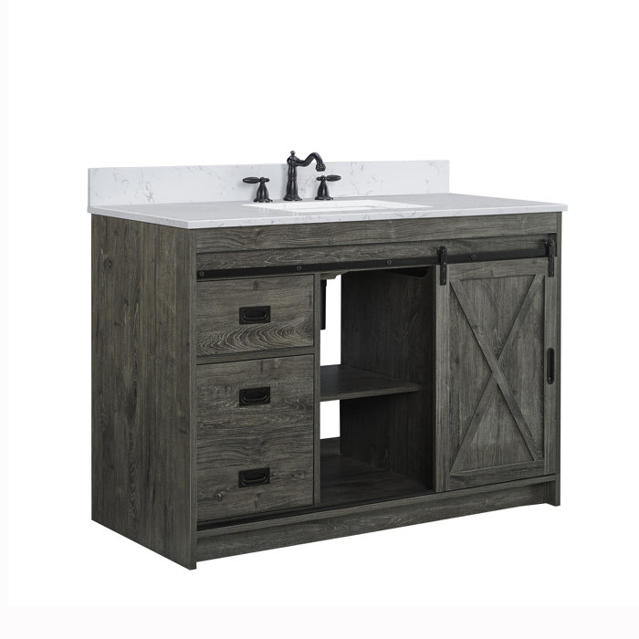 Sand & Stable Jillian 48'' Free Standing Single Bathroom Vanity with Engineered Stone Top